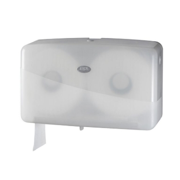 Afbeeldingen van Dispenser Duo-mini-jumbo Pearl White – toiletpapier
